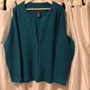 Citiknits Elegant Teal Cardigan for Women 1X
